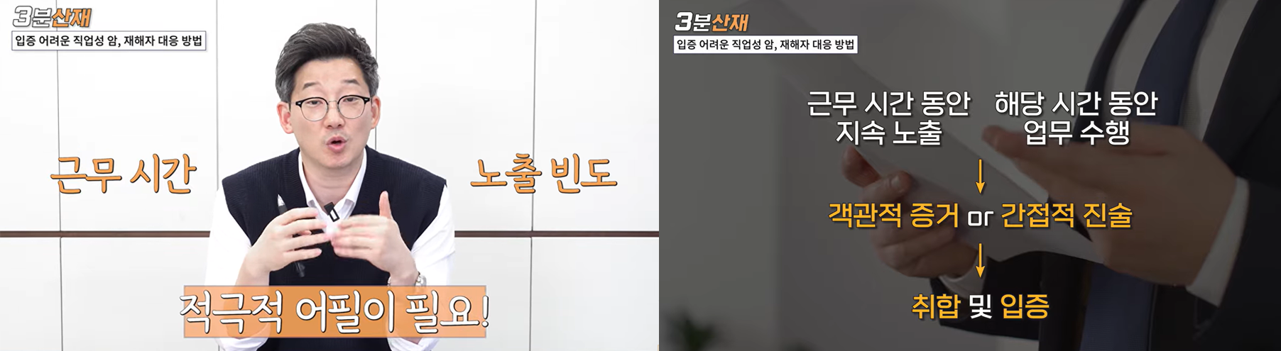 뇌종양산재 교모세포종 직업성암산재 산재전문변호사의 산재처리과정 안내 표